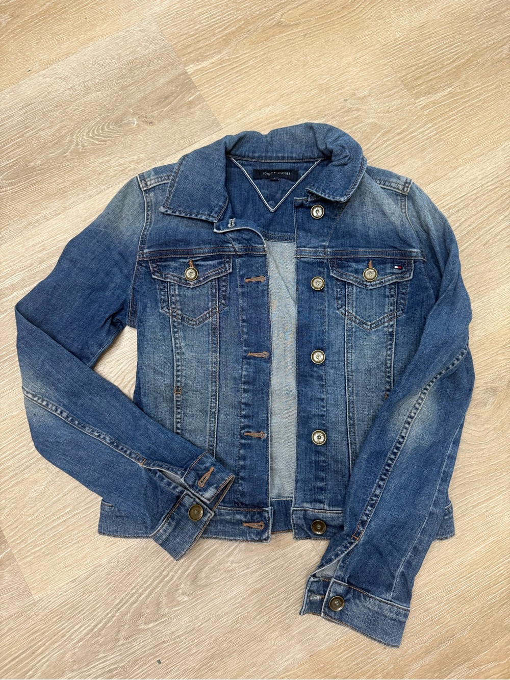 Tommy Hilfiger Fitted Jean Jacket Size 4 Navy Blue
